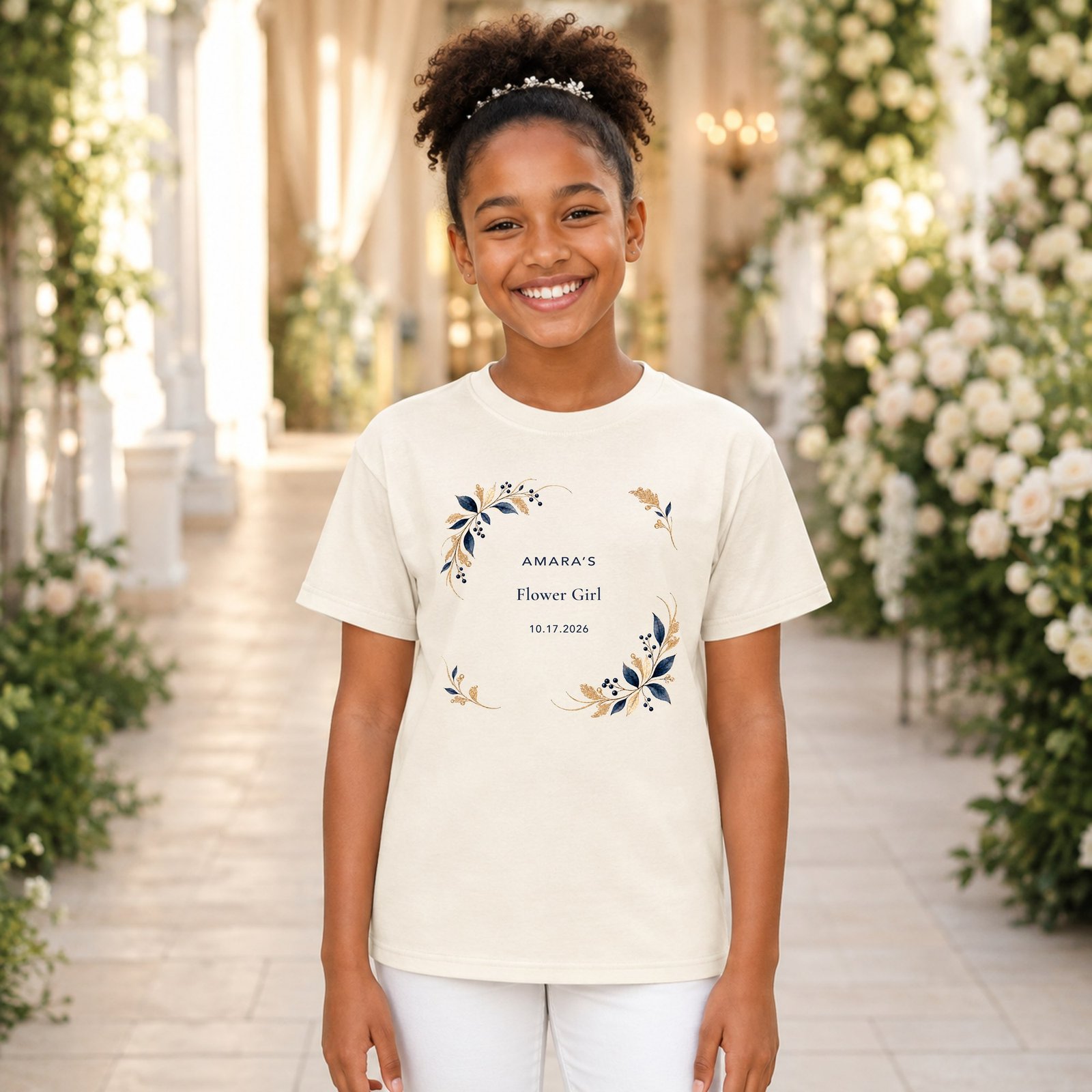 Flower Girl shirt on natural garment