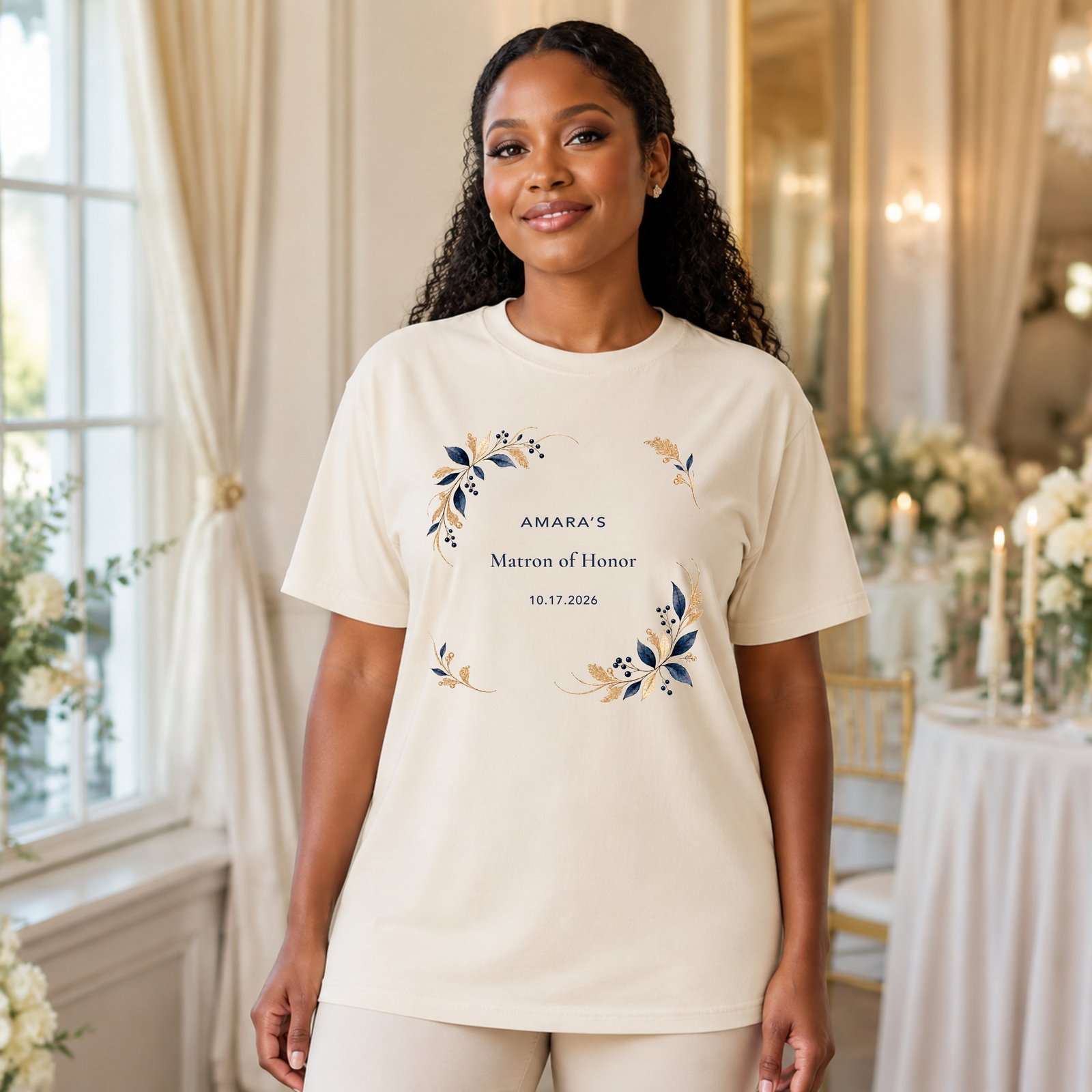 Matron of Honor shirt on natural garment